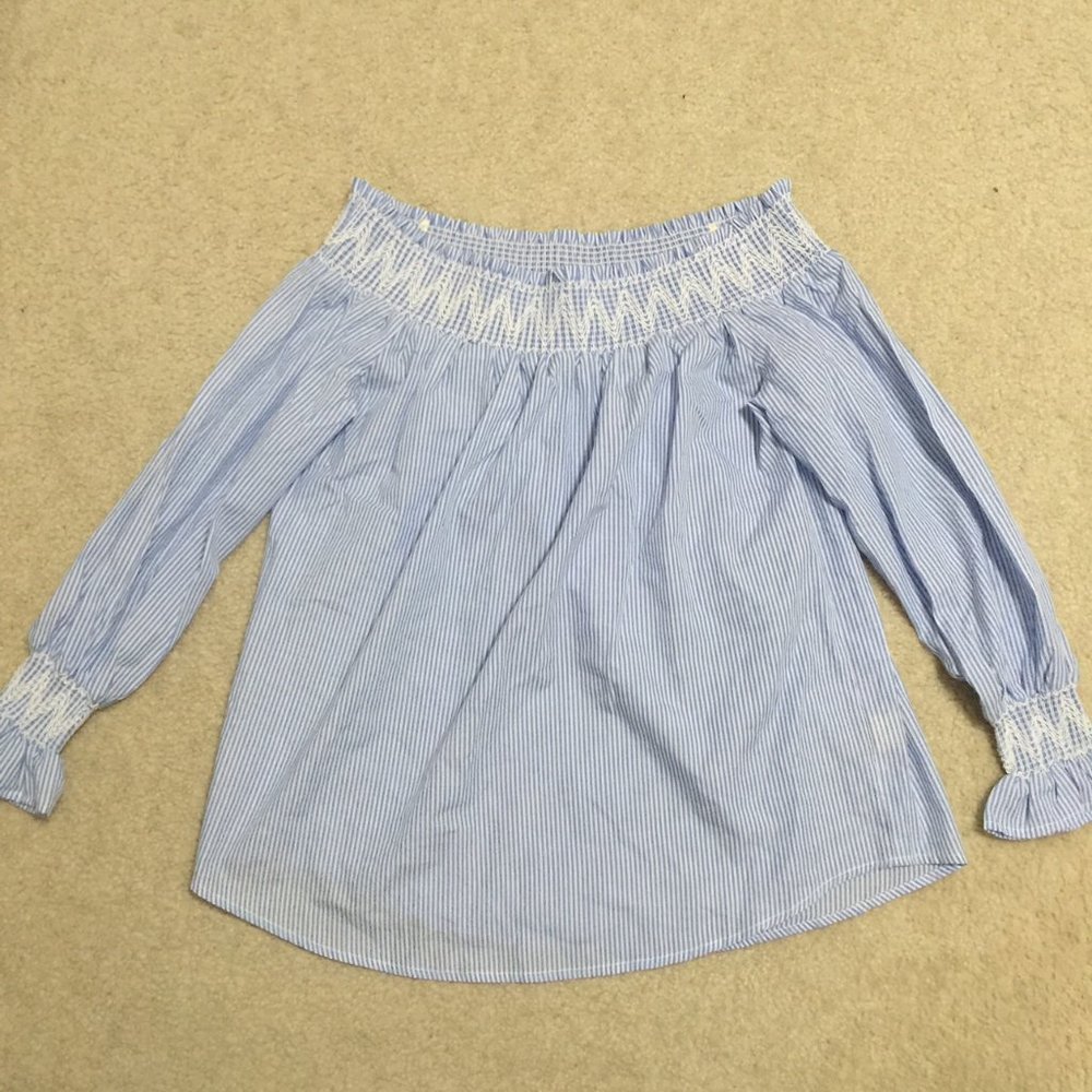 Off Shoulder Pinstripe Top